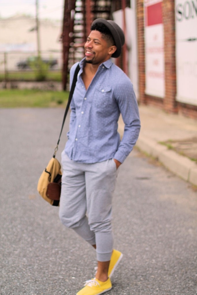 button up shirt with joggers